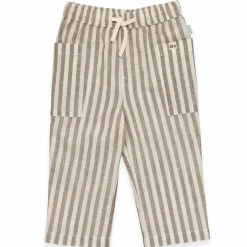 Clearance Baumwoll/Leinen-Hose Streifen Hosen