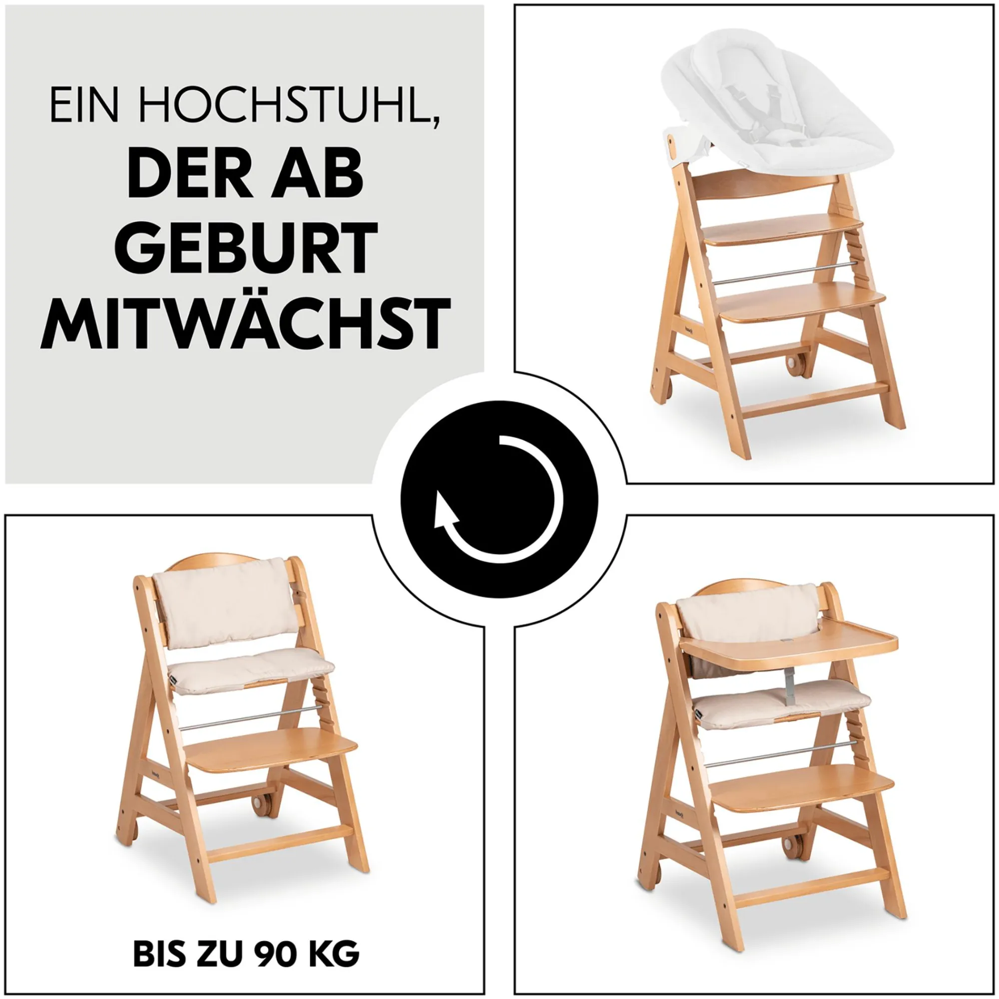 Best Beta+ Natur mit Sitzauflage Uni Treppenhochstühle