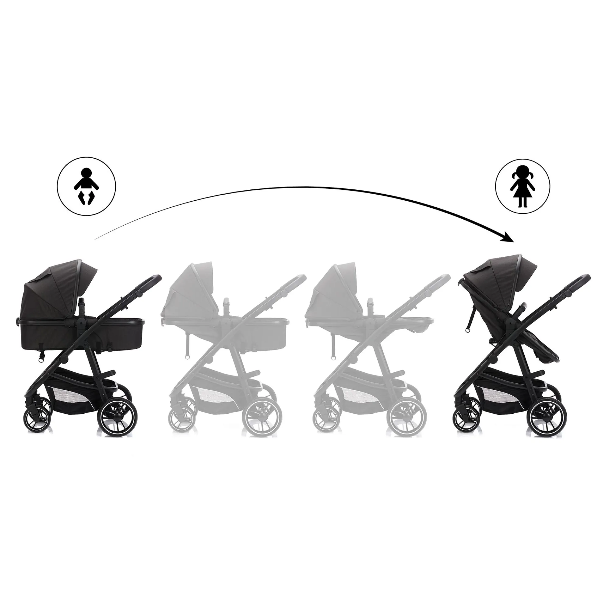 Discount Denver 2in1 Anthrazit Melange Kinder Buggys|Kombi-Kinderwagen