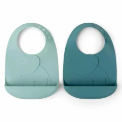 2er-Set Silikon-Lätzchen Peekaboo Elphee Blau Lätzchen|Lätzchen