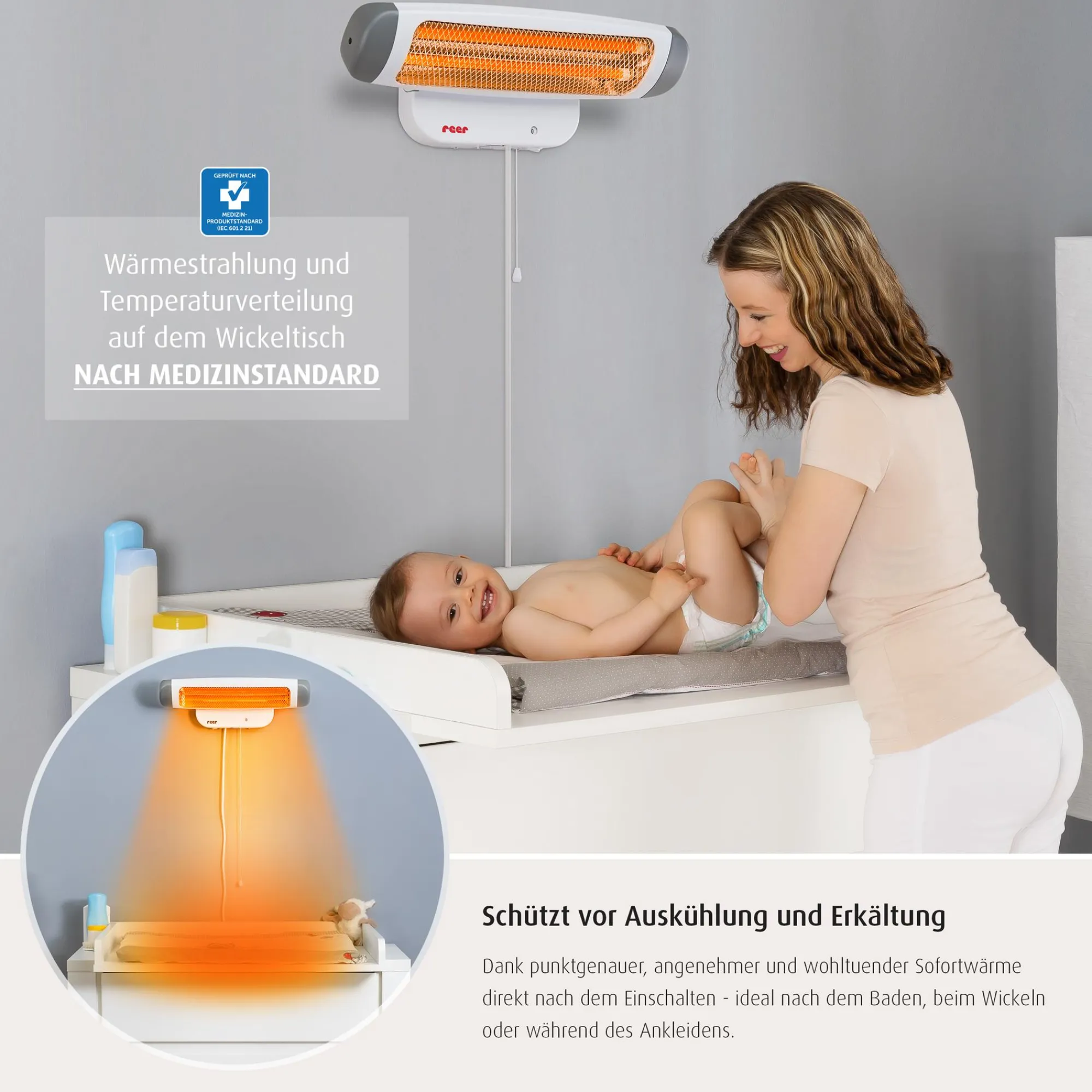 FeelWell Wickeltisch-Wärmestrahler Heizstrahler