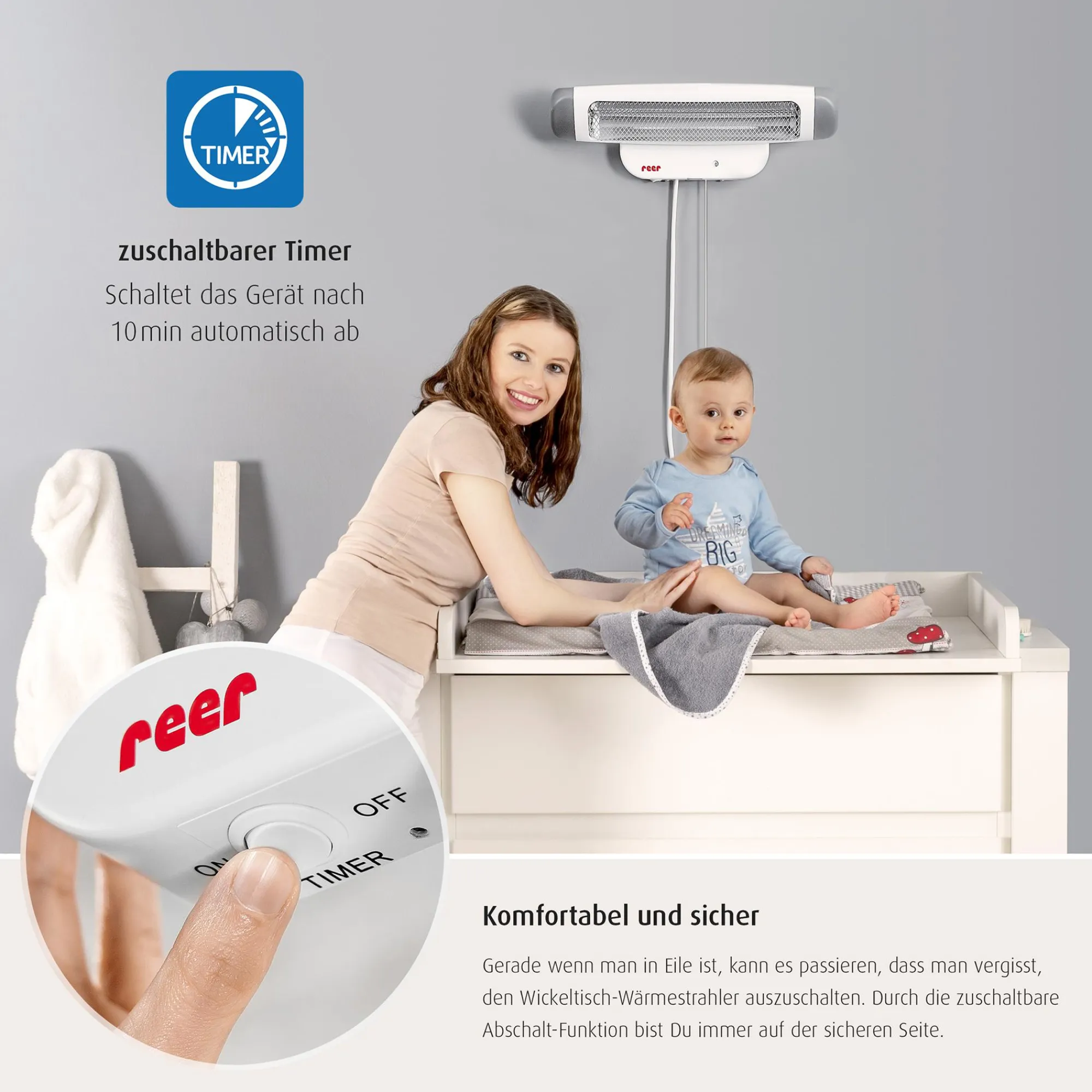 FeelWell Wickeltisch-Wärmestrahler Heizstrahler
