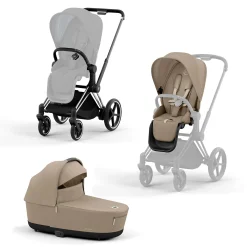 Discount Set e-Priam Rahmen Chrome Black mit Wanne Lux und Sitzpaket Cozy Kinder Kinderwagen Komplettsets|Kombi-Kinderwagen