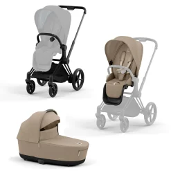 Online Set e-Priam Rahmen Matt Black mit Wanne Lux und Sitzpaket Cozy Kinder Kinderwagen Komplettsets|Kombi-Kinderwagen
