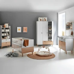 3-teiliges Babyzimmer Lovis mit Kommodenfüßen 88 cm für die schmale Wickelkommode Babyzimmer Sets