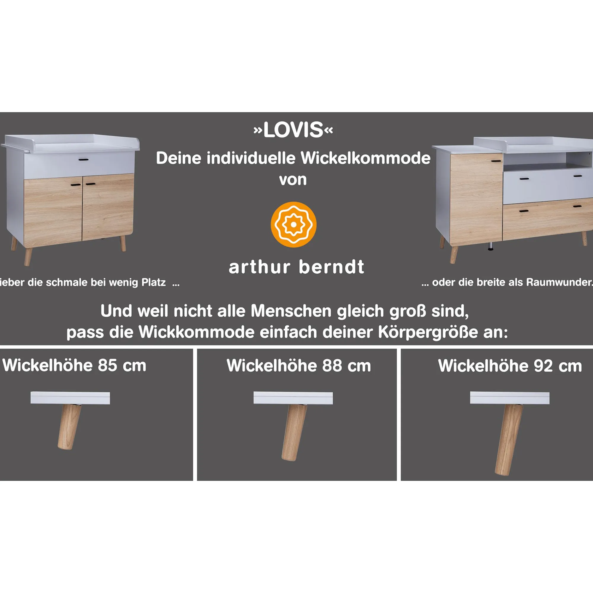 2-teiliges Spar-Set Babyzimmer Lovis mit Kommodenfüßen 88cm für die schmale Wickelkommode Babyzimmer Sets